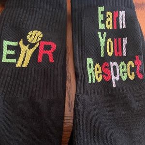 Eyr socks $10 a pair, Eyr sweatshirts $40 , Eyr hoodies $50